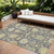 10' X 14' Gray Ivory And Green Floral Washable Indoor Outdoor Area Rug