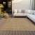 10' X 14' Gold Gray And Ivory Striped Washable Indoor Outdoor Area Rug Transitional Style - Gold, Gray, Ivory Color
