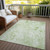 10' X 14' Green And Ivory Floral Washable Indoor Outdoor Area Rug
