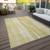 8' X 10' Gold Wheat And Ivory Botanical Leaves Washable Indoor Outdoor Area Rug