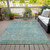 8' X 10' Teal Blue And Ivory Abstract Washable Indoor Outdoor Area Rug - Teal Blue, Ivory