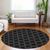 8' Black And White Round Geometric Washable Indoor Outdoor Area Rug