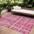 8' X 10' Blush Pink And Orange Striped Washable Indoor Outdoor Area Rug