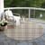 8' Beige Ivory And Green Round Plaid Washable Indoor Outdoor Area Rug