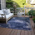 10' X 14' Blue Abstract Washable Non Skid Indoor Outdoor Area Rug Transitional Style - Blue Color