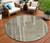 8' Taupe And Dark Gray Round Striped Washable Indoor Outdoor Area Rug
