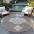 8' Taupe Gray And Ivory Round Oriental Washable Indoor Outdoor Area Rug