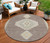 8' Taupe Gray And Ivory Round Oriental Washable Indoor Outdoor Area Rug