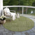 8' Olive Green And Beige Round Geometric Washable Indoor Outdoor Area Rug
