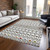 10' X 14' Ivory Red And Gray Geometric Washable Indoor Outdoor Area Rug