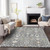 9' X 12' Charcoal Ivory And Green Oriental Washable Indoor Outdoor Area Rug