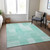 9' X 12' Teal Blue Aqua And Ivory Striped Washable Indoor Outdoor Area Rug