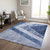 8' X 10' Navy Blue And Denim Blue Geometric Washable Indoor Outdoor Area Rug - Navy Blue, Denim Blue