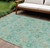 8' X 10' Aqua And Beige Floral Washable Indoor Outdoor Area Rug
