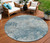 8' Teal Blue And Beige Round Abstract Washable Indoor Outdoor Area Rug - 880016578751