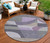 8' Purple Gray And Beige Round Geometric Washable Indoor Outdoor Area Rug