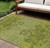 9' X 12' Olive Green And Fern Green Floral Washable Indoor Outdoor Area Rug