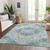 9' X 12' Teal Blue And Ivory Medallion Washable Indoor Outdoor Area Rug - Teal Blue, Ivory