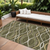 10' X 14' Olive Green Fern Green And Ivory Abstract Washable Indoor Outdoor Area Rug
