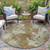 8' Terra Cotta And Beige Round Abstract Washable Indoor Outdoor Area Rug - Terra Cotta, Beige