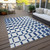 10' X 14' Navy Blue And Ivory Geometric Washable Indoor Outdoor Area Rug Transitional Style - Navy Blue, Ivory Color