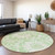 8' Round Mint Green and Ivory Round Floral Washable Non Skid Indoor Outdoor Area Rug
