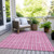 8' X 10' Blush And Ivory Striped Washable Indoor Outdoor Area Rug