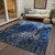 8' X 10' Navy Blue And Denim Blue Abstract Washable Indoor Outdoor Area Rug