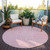 8' Pink And Ivory Round Geometric Washable Indoor Outdoor Area Rug Transitional Style - Pink, Ivory Color