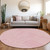 8' Pink And Ivory Round Geometric Washable Indoor Outdoor Area Rug Transitional Style - Pink, Ivory Color
