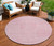8' Pink And Ivory Round Geometric Washable Indoor Outdoor Area Rug Transitional Style - Pink, Ivory Color