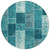 8' Teal Blue Aqua And Turquoise Round Patchwork Washable Indoor Outdoor Area Rug