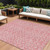 9' X 12' Pink And Blush Medallion Washable Indoor Outdoor Area Rug