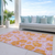 8' X 10' Pink And Copper Floral Washable Indoor Outdoor Area Rug
