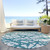 8' Teal Blue And Ivory Round Abstract Washable Indoor Outdoor Area Rug - 880016607253