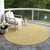 8' Gold And Ivory Round Floral Washable Indoor Outdoor Area Rug