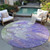 8' Purple Lilac And Artichoke Green Round Abstract Washable Indoor Outdoor Area Rug