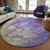 8' Purple Lilac And Artichoke Green Round Abstract Washable Indoor Outdoor Area Rug