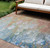 8' X 10' Copper Blue And Artichoke Green Abstract Washable Indoor Outdoor Area Rug