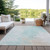 9' X 12' Pale Aqua Beige And Ivory Abstract Washable Indoor Outdoor Area Rug