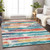 10' X 14' Ivory Teal Blue Orange And Red Striped Washable Indoor Outdoor Area Rug