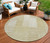 8' Beige And Ivory Round Striped Washable Indoor Outdoor Area Rug