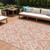 8' X 10' Salmon And Ivory Trellis Washable Indoor Outdoor Area Rug