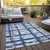 8' X 10' Navy Blue Gray And Silver Striped Washable Indoor Outdoor Area Rug - Navy Blue, Gray, Silver
