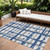 8' X 10' Navy Blue Gray And Silver Striped Washable Indoor Outdoor Area Rug - Navy Blue, Gray, Silver