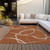 9' X 12' Copper And Ivory Abstract Washable Indoor Outdoor Area Rug