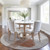 8' Taupe And Rust Round Geometric Washable Indoor Outdoor Area Rug