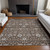 8' X 10' Chocolate Beige And Gray Floral Washable Indoor Outdoor Area Rug - 880016684896