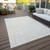 10' X 14' Ivory And Beige Floral Washable Indoor Outdoor Area Rug