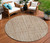 8' Orange And Beige Round Striped Washable Indoor Outdoor Area Rug